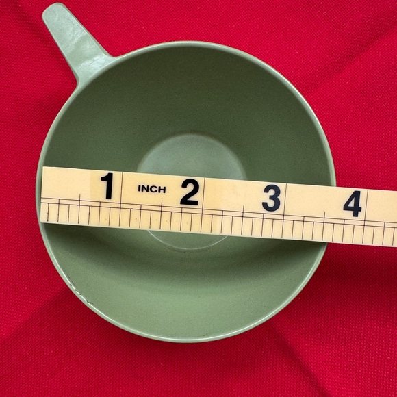 TEA CUPS Melamine Vintage Olive Green w/Handles (Unbranded) SET OF 4 - Picture 7 of 9